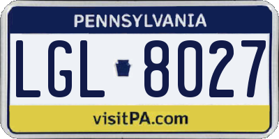 PA license plate LGL8027