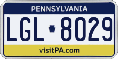 PA license plate LGL8029