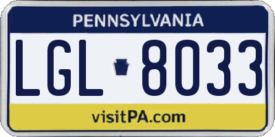 PA license plate LGL8033