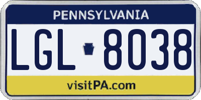 PA license plate LGL8038