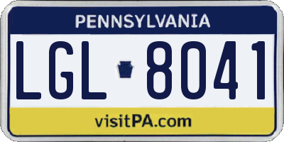 PA license plate LGL8041