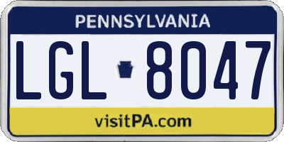 PA license plate LGL8047