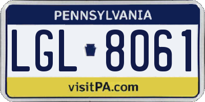 PA license plate LGL8061