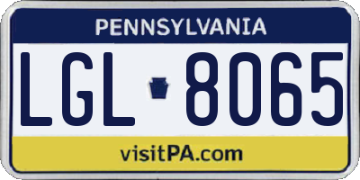 PA license plate LGL8065