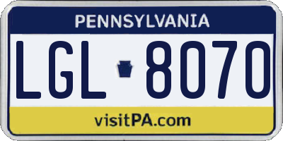 PA license plate LGL8070
