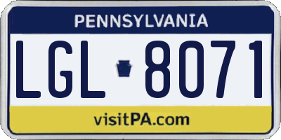 PA license plate LGL8071