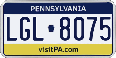 PA license plate LGL8075