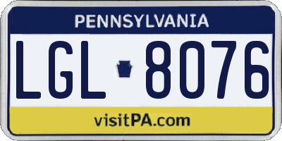 PA license plate LGL8076