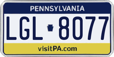 PA license plate LGL8077