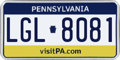 PA license plate LGL8081