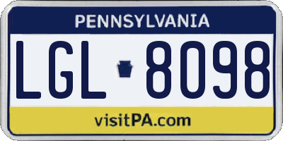PA license plate LGL8098