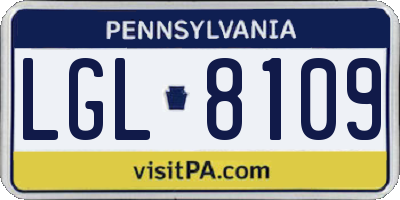 PA license plate LGL8109
