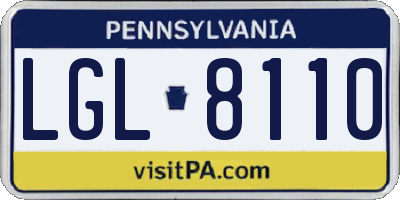 PA license plate LGL8110