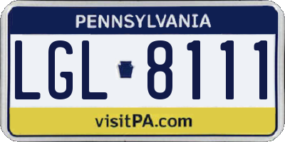 PA license plate LGL8111