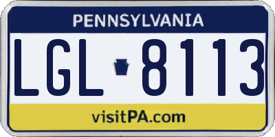 PA license plate LGL8113