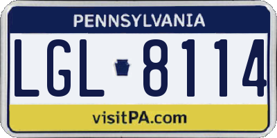 PA license plate LGL8114
