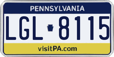 PA license plate LGL8115