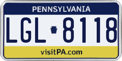 PA license plate LGL8118
