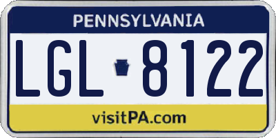 PA license plate LGL8122
