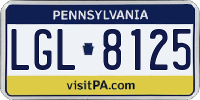 PA license plate LGL8125