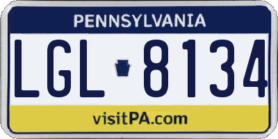 PA license plate LGL8134