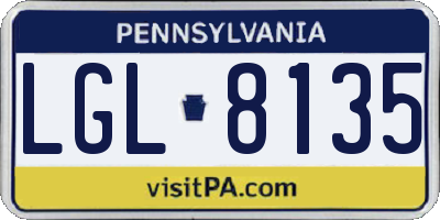 PA license plate LGL8135