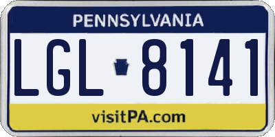 PA license plate LGL8141