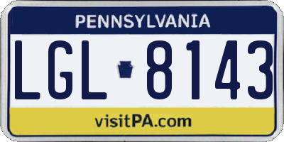 PA license plate LGL8143