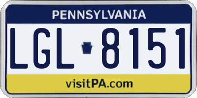 PA license plate LGL8151