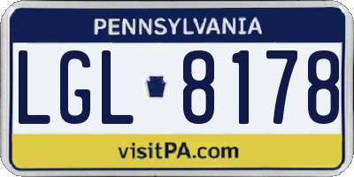 PA license plate LGL8178