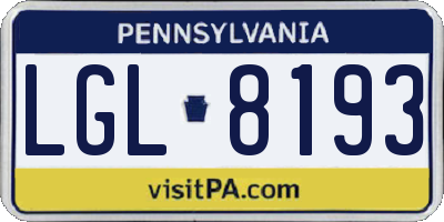 PA license plate LGL8193