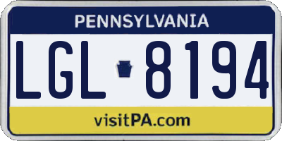 PA license plate LGL8194