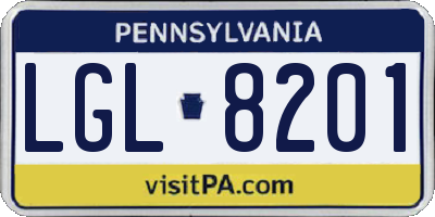 PA license plate LGL8201