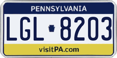 PA license plate LGL8203