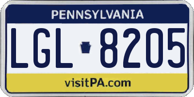 PA license plate LGL8205