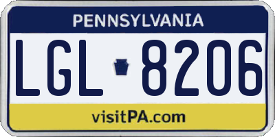 PA license plate LGL8206