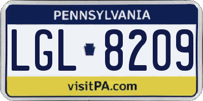 PA license plate LGL8209