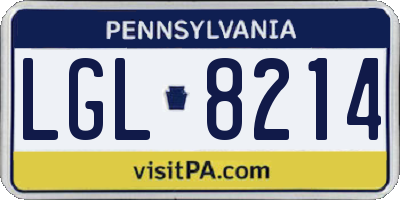 PA license plate LGL8214
