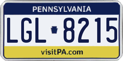 PA license plate LGL8215