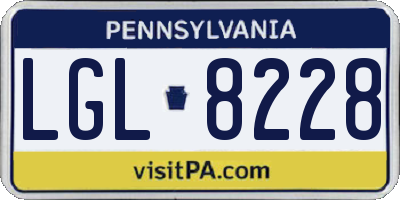 PA license plate LGL8228