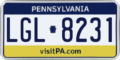 PA license plate LGL8231