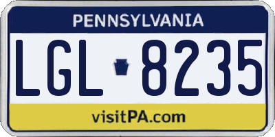 PA license plate LGL8235