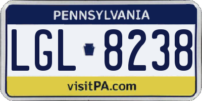 PA license plate LGL8238