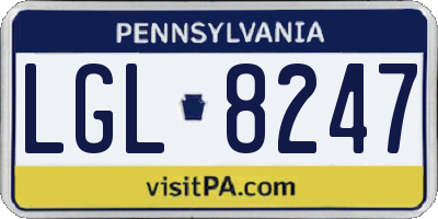 PA license plate LGL8247