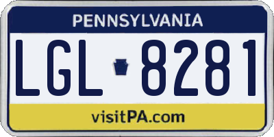 PA license plate LGL8281