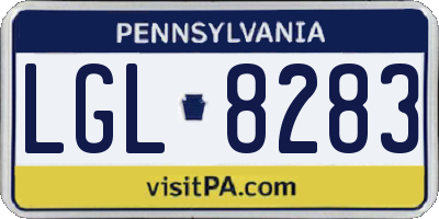 PA license plate LGL8283