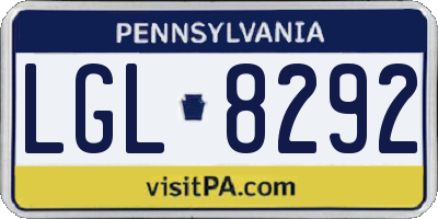 PA license plate LGL8292
