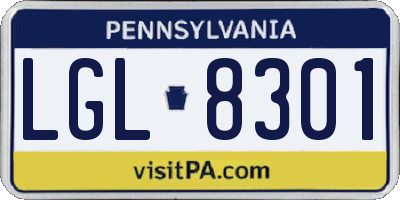 PA license plate LGL8301