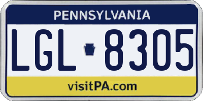 PA license plate LGL8305