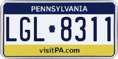 PA license plate LGL8311